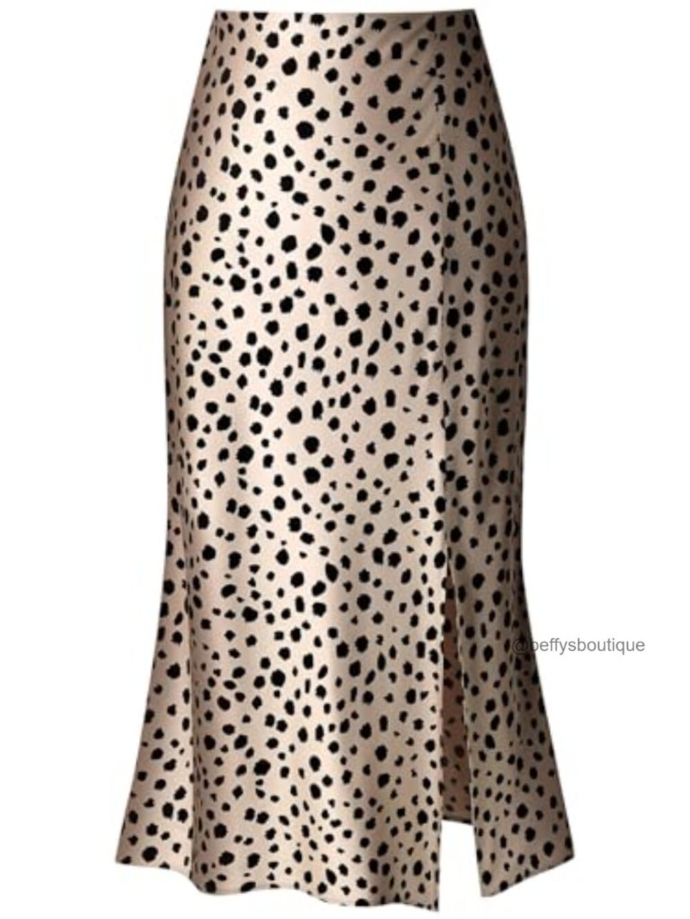 High Waist Silk Satin Midi Skirt with Side Split